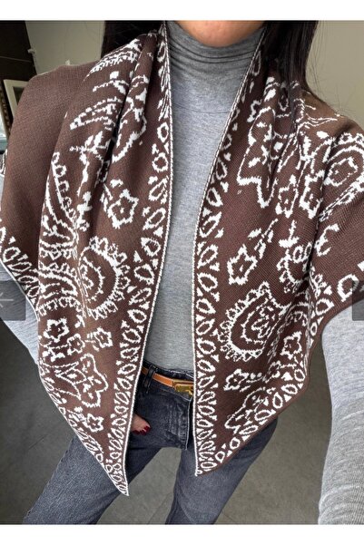 GLAM Triko kahverengi çift taraflı şal