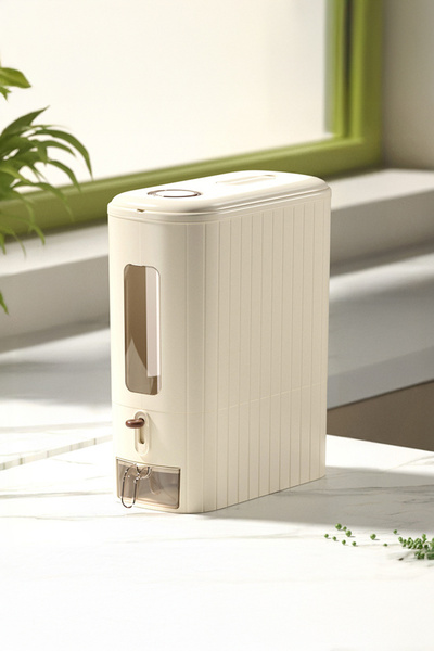 Vadi وعاء تخزين الأرز والبقوليات سعة 10 لتر مع مقياس، حاوية لتخزين المواد الغ...