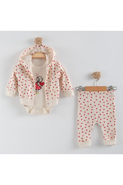 DEFNE LİNA BABY Eniababy 3/6/9 Months Reported Heart-Shaped Badyl with Hood 3...