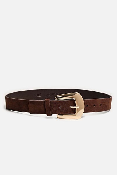AKSWSUAR Metal Tokalı Süet Kemer