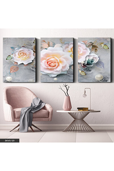Evinemoda Biser i ruža 3-dijelni platno - Slika na platnu