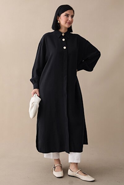 InStyle Shirt Collar Black Loose Tunic