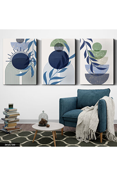 Evinemoda Minimalistički boho stil, list, 3-dijelna platna - slika na platnu