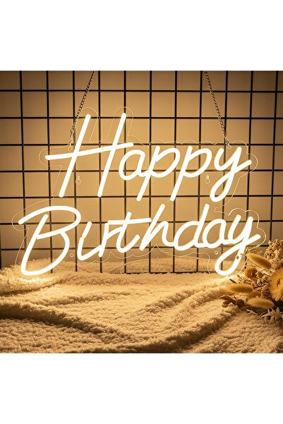 Slasa Happy Birthday LED Neon Sign 41x31 cm, Dimmable LED Wall Light for Parties