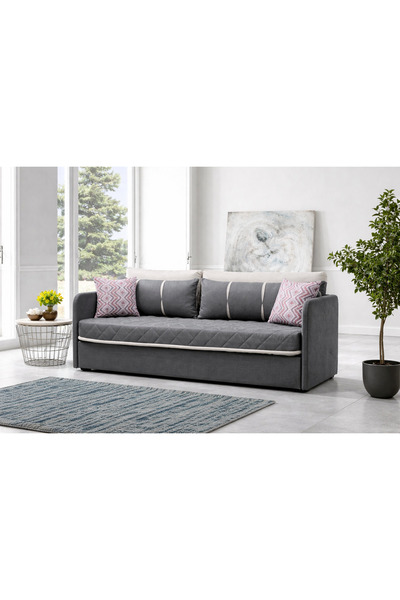 Meşe Home Siesta Fonksiyonel Kanepe Koltuk Metal Bazalı Yataklı Süngerli Gri ...