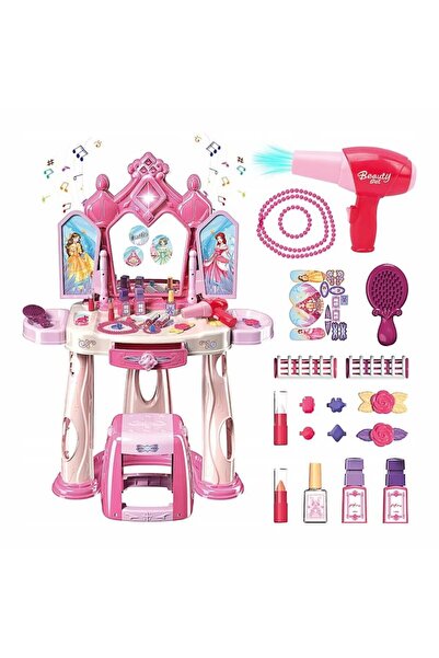 PROCART Makeup table for girls, chair, mirror, accessories, lights, music, pr...