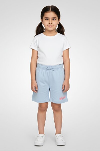 Disney Toddlers Girl Lilo And Stitch Graphic Print Shorts, Light Blue