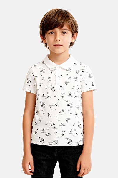 Bearpaw Kids Boy Regular Fit Allover Print Short Sleeve Polo Shirt, Multicolor