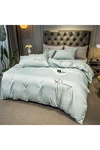 Arabest Light Green King Size Bedding Set, Warmth Solid Color Washed Cotton E...