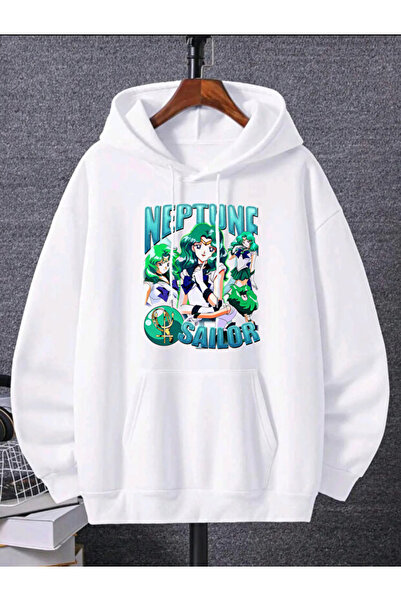 cennet'in butiği سويت شيرت بقلنسوة للجنسين من Sailor Neptune مطبوع بغطاء رأس