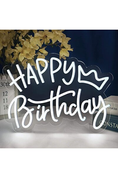 Slasa Happy Birthday LED Neon Sign 56x35 cm, Dimmable Wall LED Light for Cele...