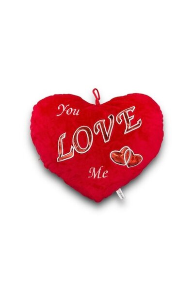 OEM Inimă de pluș cu inscripția „Mă iubești” 20x25cm