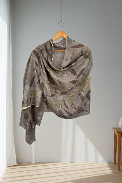 Defne&Apollon İpekçilik 100% Peace Silk Handwoven Ecoprint - Natural Print Sh...