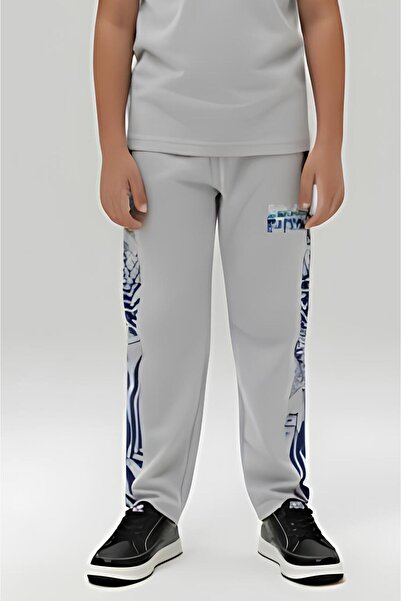 Alesaei-mondo tondo Boys' grey comfortable track pants 4033