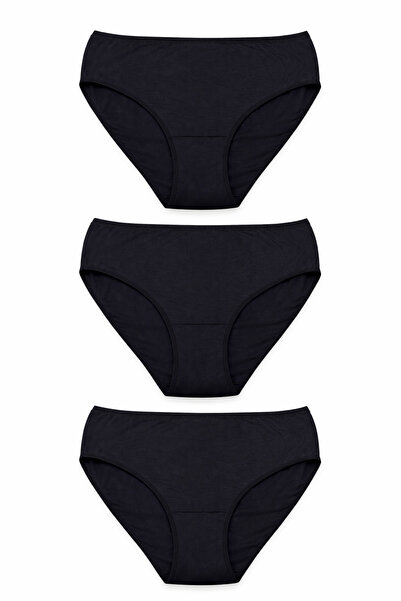 metsawear 3-Piece Black High Waist Cotton Women's Panties
