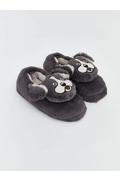 LC Waikiki Παντόφλες από βελούδινο υλικό για αγοράκια με φιγούρες ζώων LCW STEPS