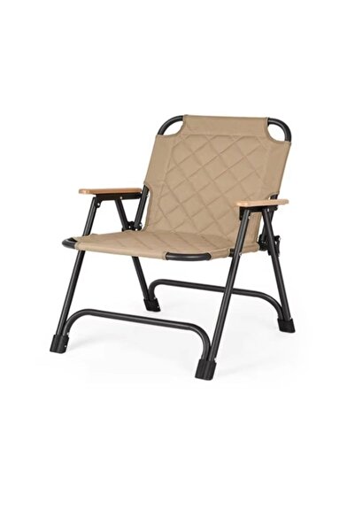 smart home Folding Camping Chair with Wooden Armrests – Portable Outdoor Chai...