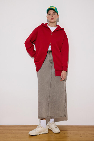 Touché Privé Zipper Detail Hooded Sweatshirt