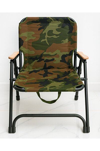 smart home Folding Camping Chair with Wooden Armrests – Portable Outdoor Chai...