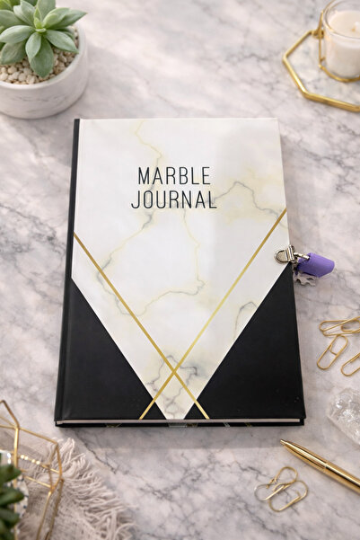 NRCN دفتر ملاحظات رخامي مع قفل، 80 ورقة، دفتر يوميات مسطر، دفاتر مفاهيم