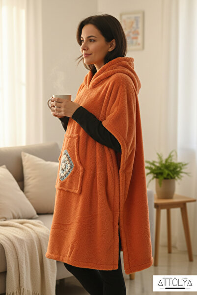 Attolya Sweat, Plush Poncho, Women's Plush, Fleece, Wearable Blanket, Poncho,...