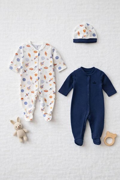 The Nest Kids Moon Dot Tulum Premium Organik Pamuk Uzay Temalı Günlük Bebek T...