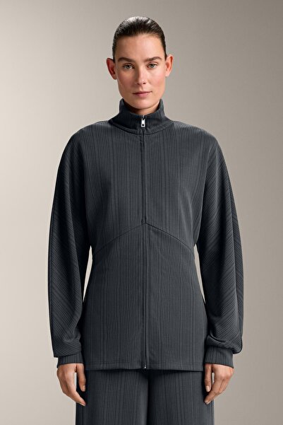 Oysho Long asymmetrical stripe jacket with modal