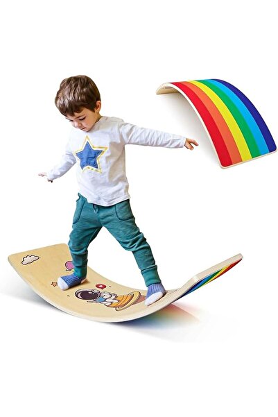 Arabest Non-Slip Wooden Kids Balance Board, 35" Natural Wobble Board for Bala...