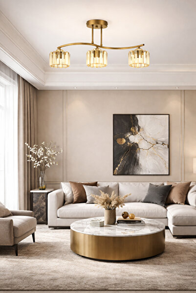 ESSLİGHT AHENK 3 LÜ ESKİTME KRİSTAL TAŞLI SALON MUTFAK YATAK ODASI PLAFONYER ...