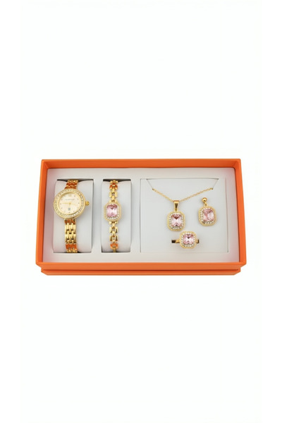 Boutique A luxurious women's accessory set combining gold and pink accents