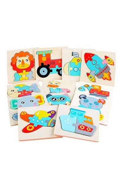 Arabest مجموعة من 12 لعبة ألغاز خشبية للأطفال الصغار من عمر سنة إلى 3 سنوات، ...