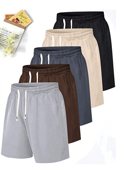 EYAX MODA Pachet 5Li Advantage Pantaloni scurți din bumbac pieptănat pentru b...