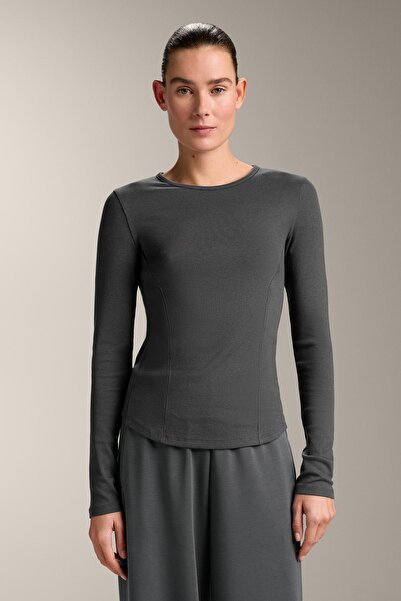 Oysho Pamuklu ve modal kumaşlı, uzun kollu, fitilli tişört