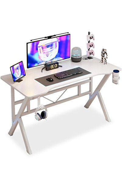 Sheinhome K-shaped gaming table computer desk with headphone hook and cup hol...