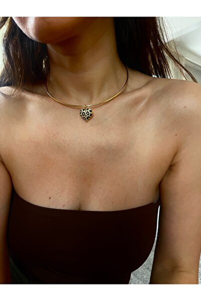 Hoop jewelery Choker with Stone Heart
