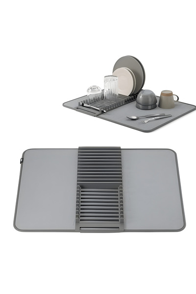 Teno ® Dish Drying Rack, absorbent kitchen mat, non-slip, quick-drying, grey