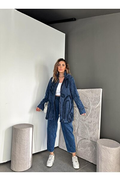 Zerrincan Giyim Mavi Yıkamalı Şaçaklı Kot Takım