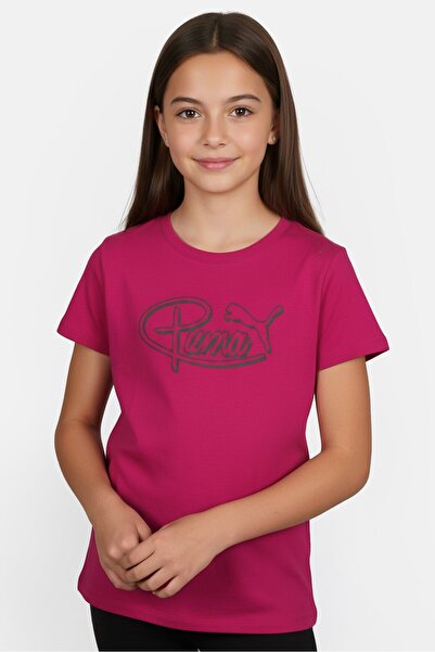 Puma Kids Girl Sportswear Fit Short Sleeve Outdoor T-Shirt, Magenta