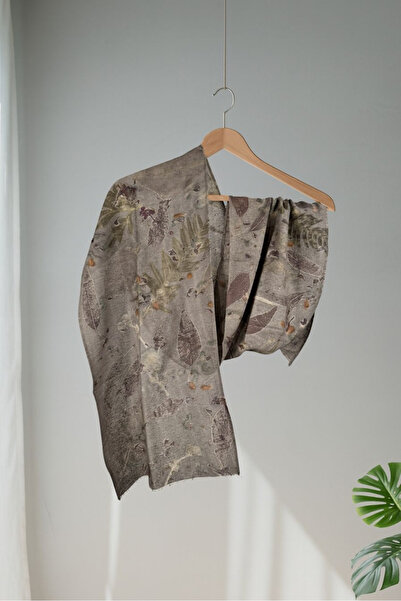 Defne&Apollon İpekçilik 100% Peace Silk Ecoprint Scarf 30 X 170 cm Karma15