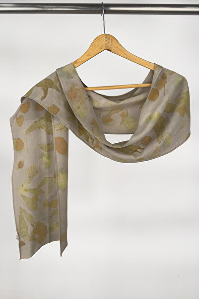 Defne&Apollon İpekçilik 100% Silk Ecoprint Scarf 25 X 160 cm Karma7