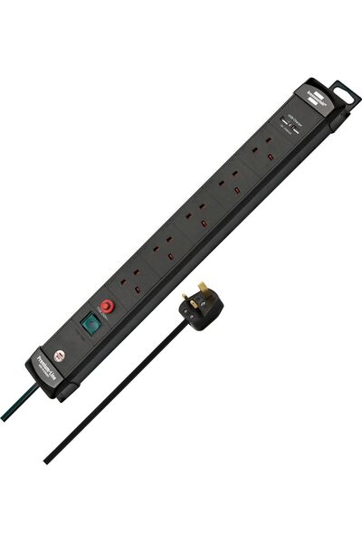 Brennenstuhl مقبس تمديد كهربائي ممتاز بخمسة منافذ مع منافذ شحن USB