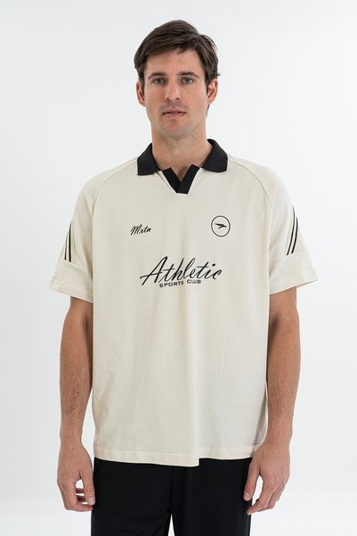 MARATON Men's Polo Neck Beige T-Shirt