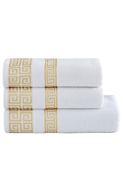 Baymen طقم مناشف 3 قطع بنمط يوناني - 1 قطعة. 70×140 سم، 2 قطعة. منشفة 50×90 س...