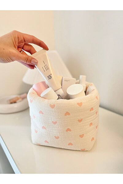 Lulishop منظم مكياج بينك سويتهارت - سلة تنظيم