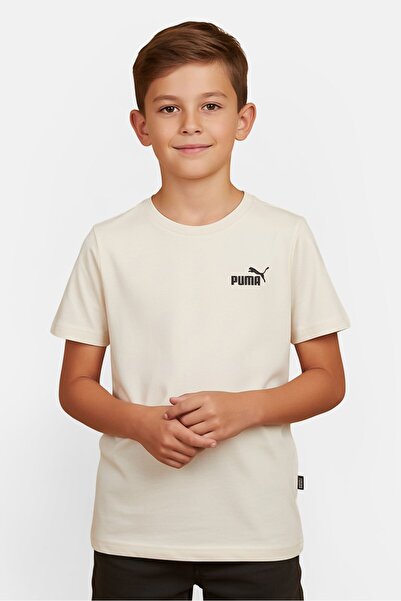 Puma Kids Boy Sportswear Fit Short Sleeve Outdoor T-Shirt, Cream