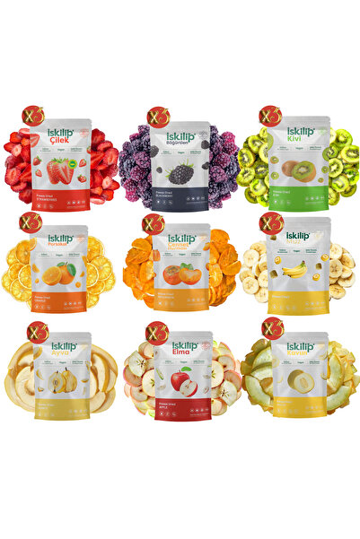 İSKİLİP Dondurularak Kurutulmuş Meyve Cips Çilek Muz Elma İncir Portakal Hurm...