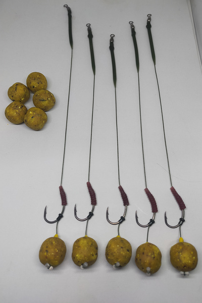 sr sazanrig DOĞAL BOİLİ SAZAN RİG TAKIMI 5 ADET YEDEK BOİLİ (5'Lİ SET)