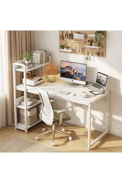 ZUIHAO Study Desk Table for Home Office,4-layer Reversible Bookshelf Storage ...