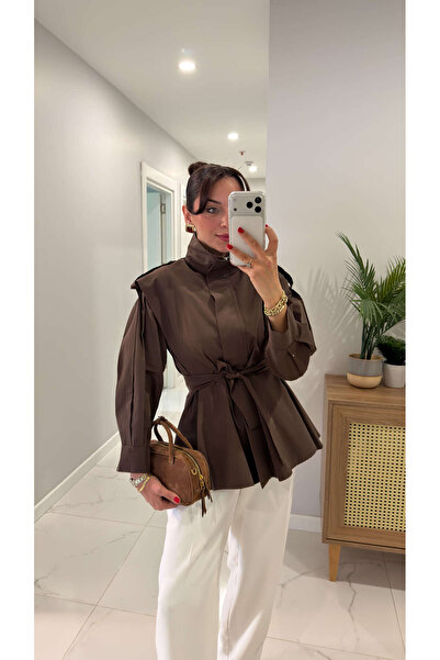 BİRCANÇİL İlzera Brown Belted Trench Coat