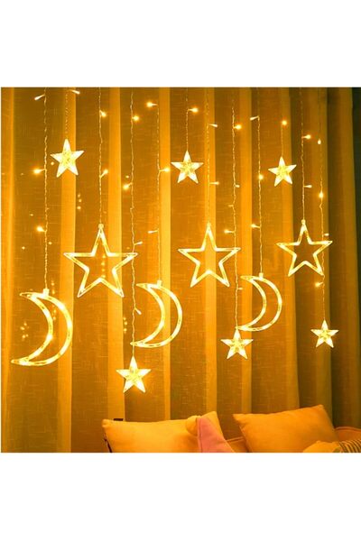 Pomefar Ramadan Decorations, Moon Star Curtain LED String Light, Battery Oper...